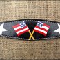 S482 HILASON WESTERN LEATHER HORSE BREAST COLLAR BLACK HAND PAINT US FLAG