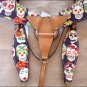 T66 WESTERN LEATHER HORSE HEADSTALL BRIDLE BREAST COLLAR SET FUN PRINT