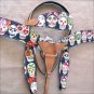 T66 WESTERN LEATHER HORSE HEADSTALL BRIDLE BREAST COLLAR SET FUN PRINT