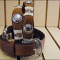 30" TONY LAMA BUCKAROO RAWHIDE CONCHO WESTERN LEATHER MAN BELT BROWN