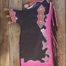 CH203F- HILASON BLACK BULL RIDING SOFT SMOOTH LEATHER RODEO WESTERN CHAPS