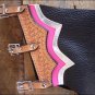 CH203F- HILASON BLACK BULL RIDING SOFT SMOOTH LEATHER RODEO WESTERN CHAPS