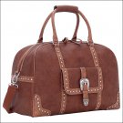 AMERICAN WEST BANDANA LAKE TAHOE TRAVEL LUGGAGE DUFFLE TOTE BAG TAN SILVER SPOTS