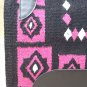 FEP295 HILASON WESTERN NEW ZEALAND WOOL HORSE SADDLE BLANKET BLACK PINK WHITE