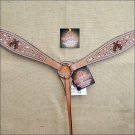 HILASON WESTERN LEATHER HORSE BREAST COLLAR TAN W/ CROSS GUN CONCHO