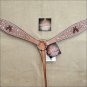 HILASON WESTERN LEATHER HORSE BREAST COLLAR TAN W/ CROSS GUN CONCHO