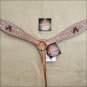 HILASON WESTERN LEATHER HORSE BREAST COLLAR TAN W/ CROSS GUN CONCHO