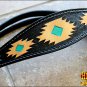 HILASON WESTERN LEATHER HEADSTALL BREAST COLLAR BLACK AZTEC HAND TOOL PAINT