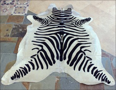 HS1121F HILASON HAIR ON LEATHER BRAZILIAN COWHIDE SKIN RUG CARPET ZEBRRA STENCIL