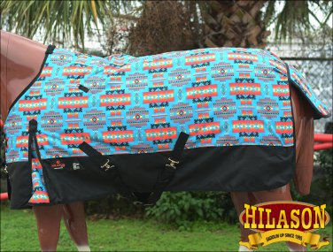 69" HILASON 1200D WATERPROOF HORSE WINTER SHEET SOUTH WEST AZTEC TRIBAL