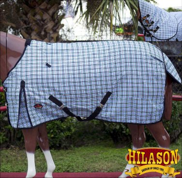 80" HILASON 1200D RIPSTOP WATERPROOF TURNOUT HORSE WINTER SHEET GREY CHECK