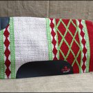 FEP146 HILASON WESTERN NEW ZEALAND WOOL HORSE SADDLE BLANKET WHITE RED GREEN