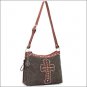 AMERICAN WEST LEATHER ANNIES SECRET LADIES SHOULDER BAG CROSS SIGN OLIVE GREEN