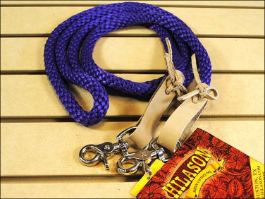 PURPLE NEW POLY NYLON CONTEST REINS BARREL RACER TRAIL RIDE W/LEATHER 7FT.