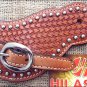 PS114-F HILASON WESTERN SPUR STRAPS LEATHER ACORN TOOL - LIGHT OIL