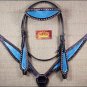 S3 HILASON WESTERN LEATHER HORSE BRIDLE HEADSTALL BREAST COLLAR BROWN TURQUOISE