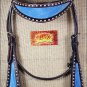 S3 HILASON WESTERN LEATHER HORSE BRIDLE HEADSTALL BREAST COLLAR BROWN TURQUOISE