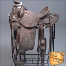 WD085DBRO-F HILASON BIG KING WESTERN WADE RANCH ROPING COWBOY TRAIL SADDLE 15"