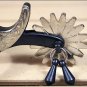 AH58 HILASON BLACK STEEL MEN SPURS ENGRAVED GERMAN SILVER TRIM W/ GAMBLER DESIGN