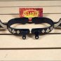 AH58 HILASON BLACK STEEL MEN SPURS ENGRAVED GERMAN SILVER TRIM W/ GAMBLER DESIGN