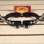 AH58 HILASON BLACK STEEL MEN SPURS ENGRAVED GERMAN SILVER TRIM W/ GAMBLER DESIGN