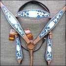 HILASON WESTERN LEATHER HORSE BRIDLE HEADSTALL BREAST COLLAR HAND PAINT CHEETAH