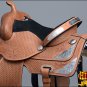 TO100A- HILASON TREELESS WESTERN TRAIL TAN BARREL RACING SADDLE 15