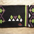 FEP124 HILASON WESTERN NEW ZEALAND WOOL HORSE SADDLE BLANKET BLACK GREEN PURPLE