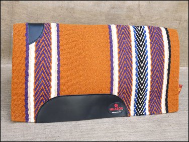 FEP251 HILASON WESTERN NEW ZEALAND WOOL HORSE SADDLE BLANKET ORANGE WHITE BLUE