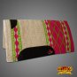 FEP254 HILASON WESTERN NEW ZEALAND WOOL HORSE SADDLE BLANKET WHITE FUCHSIA GREEN