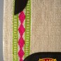 FEP254 HILASON WESTERN NEW ZEALAND WOOL HORSE SADDLE BLANKET WHITE FUCHSIA GREEN