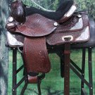 TO100M-A HILASON MAHOGANY TREELESS WESTERN TRAIL BARREL RACING SADDLE 14"