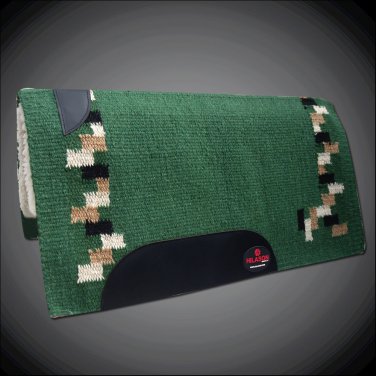 MADE IN USA HILASON WESTERN WOOL SHOCK BUSTER SADDLE BLANKET PAD HUNTER GREEN
