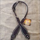 S1 HILASON WESTERN LEATHER HORSE ONE EAR BRIDLE HEADSTALL BROWN GREEN RHINESTONE
