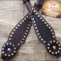 S1 HILASON WESTERN LEATHER HORSE ONE EAR BRIDLE HEADSTALL BROWN GREEN RHINESTONE