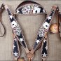 S2 HILASON WESTERN BRIDLE LEATHER HORSE HEADSTALL BREAST COLLAR HAND PAINT CARDS