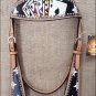S2 HILASON WESTERN BRIDLE LEATHER HORSE HEADSTALL BREAST COLLAR HAND PAINT CARDS