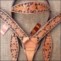 V1 HILASON WESTERN LEATHER HORSE BRIDLE HEADSTALL BREAST COLLAR TAN BLACK INLAY