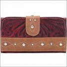 AW643 AMERICAN WEST TAN LEATHER LADIES TRI-FOLD WALLET PURSE HANDBAG