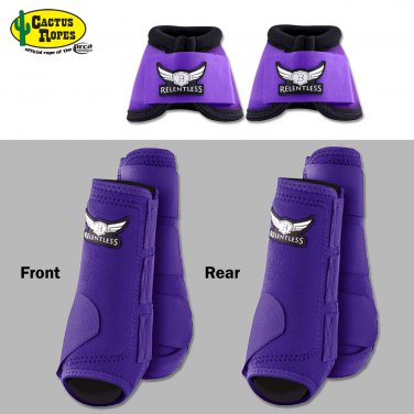 SMALL PURPLE RELENTLESS TREVOR BRAZILE FRONT REAR SPORT BELL BOOT 6 PACK HORSE