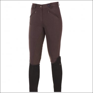 30" HORZE ACTIVE WOMENS COTTON ELASTIC LEATHER FULL SEAT RIDING BREECHES BROWN