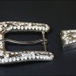 SET OF 2 HILASON STAINLESS STEEL FINISHED BELT BUCKLE SET W/BLING CLEAR CRYSTAL