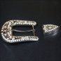 SET OF 2 HILASON STAINLESS STEEL FINISHED BELT BUCKLE SET W/BLING CLEAR CRYSTAL