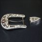 SET OF 2 HILASON STAINLESS STEEL FINISHED BELT BUCKLE SET W/BLING CLEAR CRYSTAL