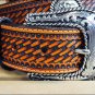 34in. JUSTIN ROUND EM UP TOOLED WESTERN LEATHER BELT BROWN MADE IN THE USA