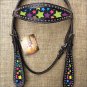 HILASON WESTERN LEATHER HORSE BRIDLE HEADSTALL BLACK W/ STAR INLAY