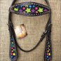 HILASON WESTERN LEATHER HORSE BRIDLE HEADSTALL BLACK W/ STAR INLAY