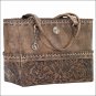 AMERICAN WEST LEATHER CARY ON TOTE HAND TOOLED CONCHO DUFFEL LUGGAGE BAG BROWN