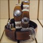 32IN. TONY LAMA BUCKAROO RAWHIDE CONCHO WESTERN LEATHER MANS BELT BROWN