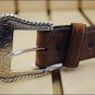 32IN. TONY LAMA BUCKAROO RAWHIDE CONCHO WESTERN LEATHER MANS BELT BROWN